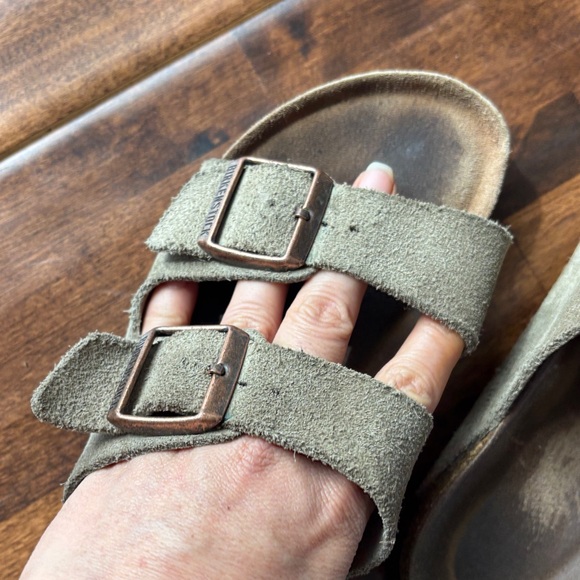 Birkenstock Olive Suede Double-Buckle Sandals - Picture 3 of 7